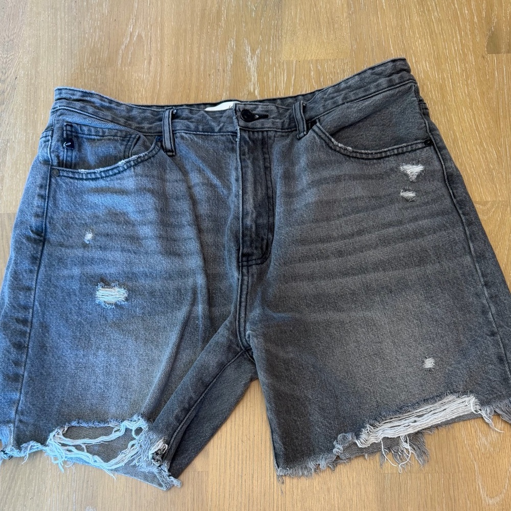 KanCan Distressed Black Denim Cutoff Shorts Size 13 Raw Hem